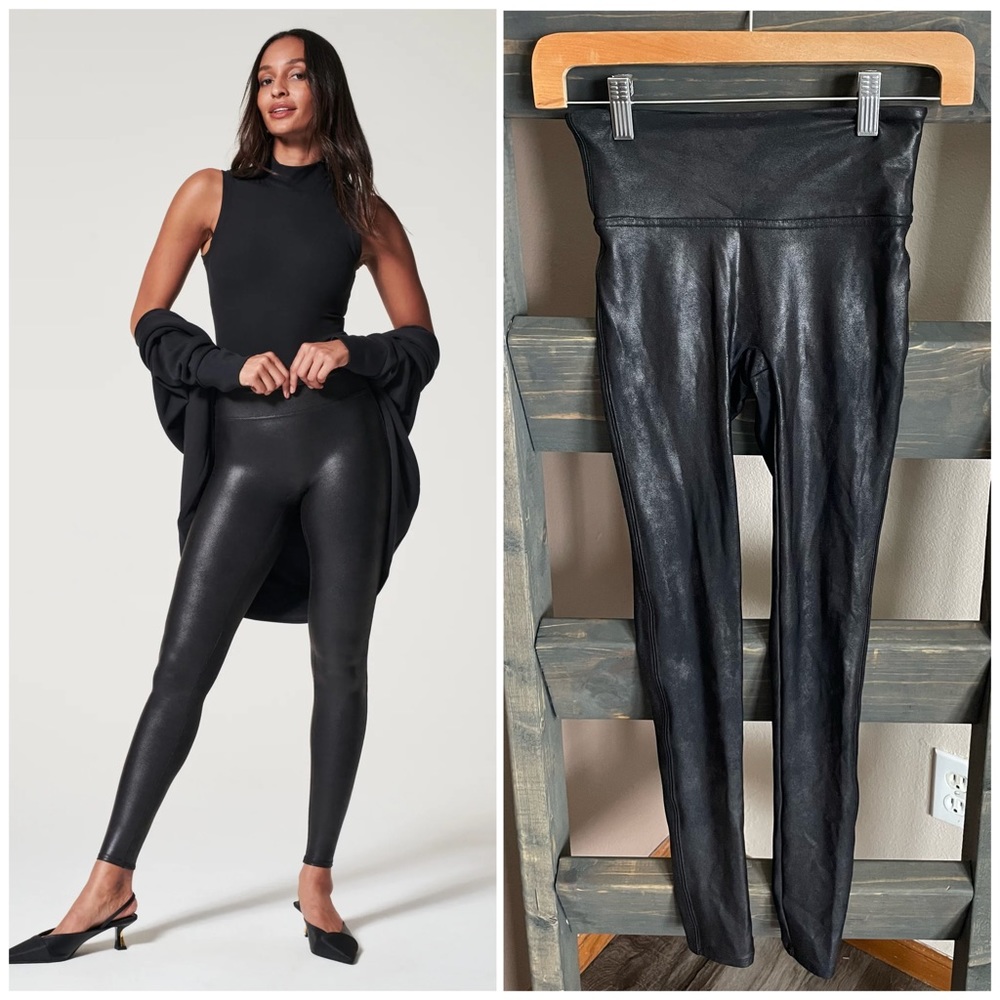 SPANX High Waist Faux Leather Leggings Black